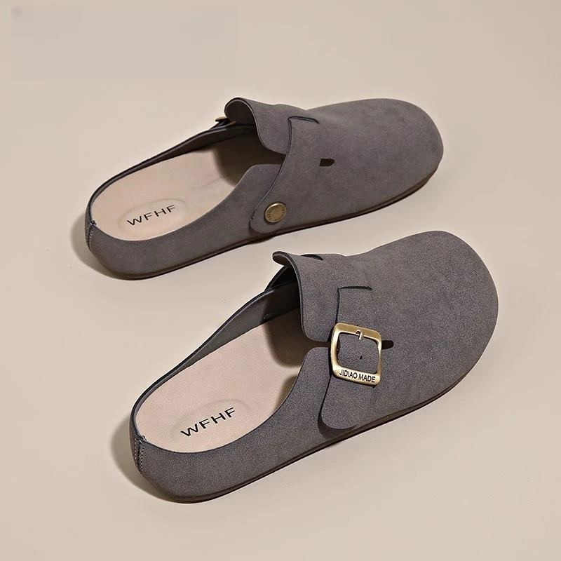 卓诗尼【断码清仓】勃肯鞋女2025新款外穿博肯包头半拖鞋一脚蹬单鞋