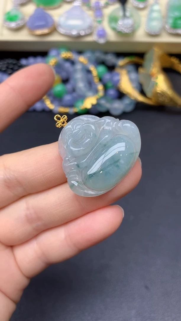 颈饰18K金镶嵌翡翠9-雪姐翡翠天天见