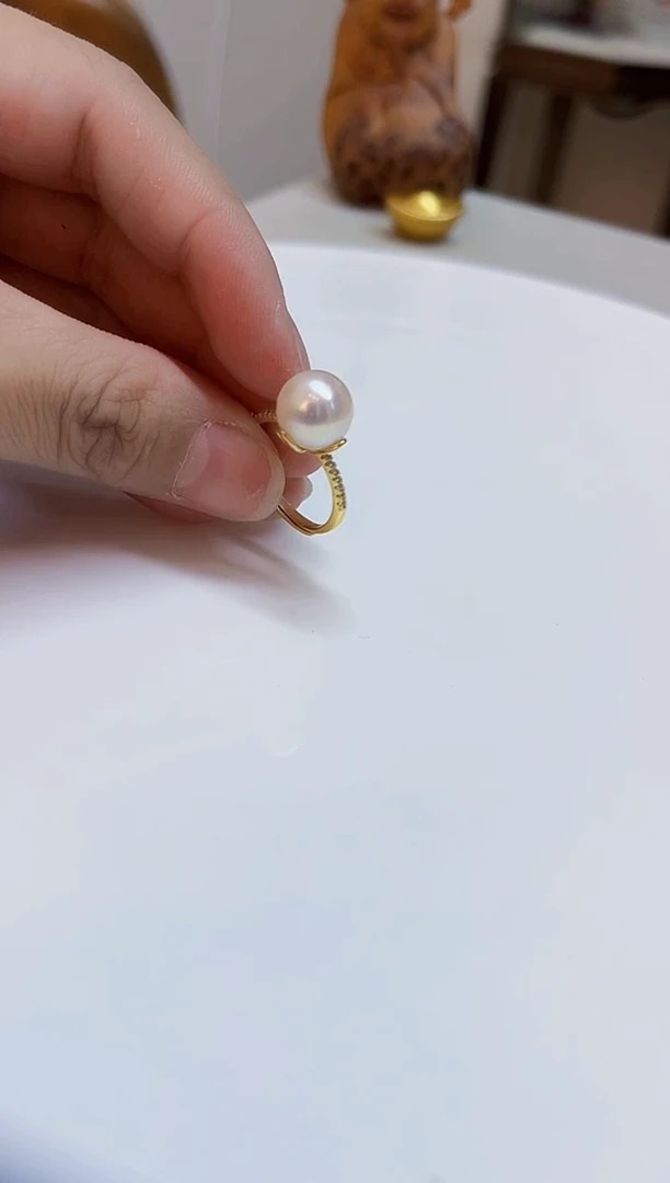 银S925镶嵌戒指海水珍珠10.2mm