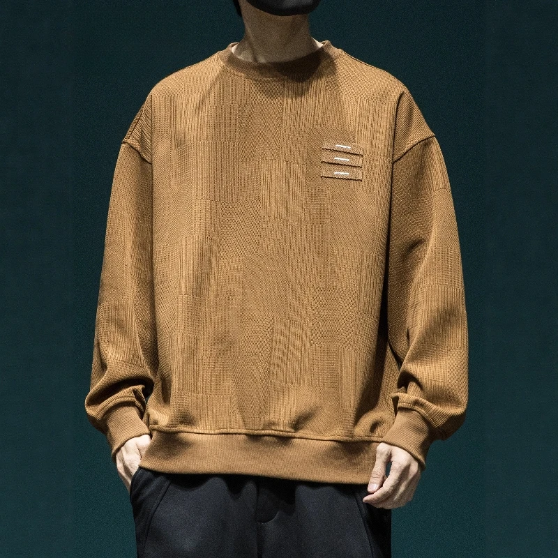 肌理感新款重磅卫衣男秋冬宽松大码加肥加大胖子圆领休闲长袖上衣