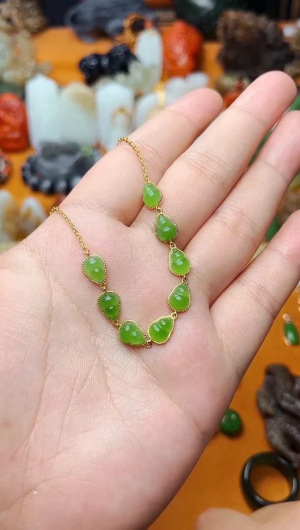 【闪购商品】和田玉手链银S925镶嵌葫芦