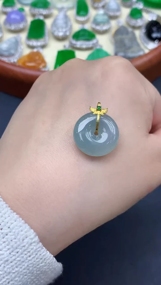 颈饰18K金镶嵌翡翠98-中国好珍宝