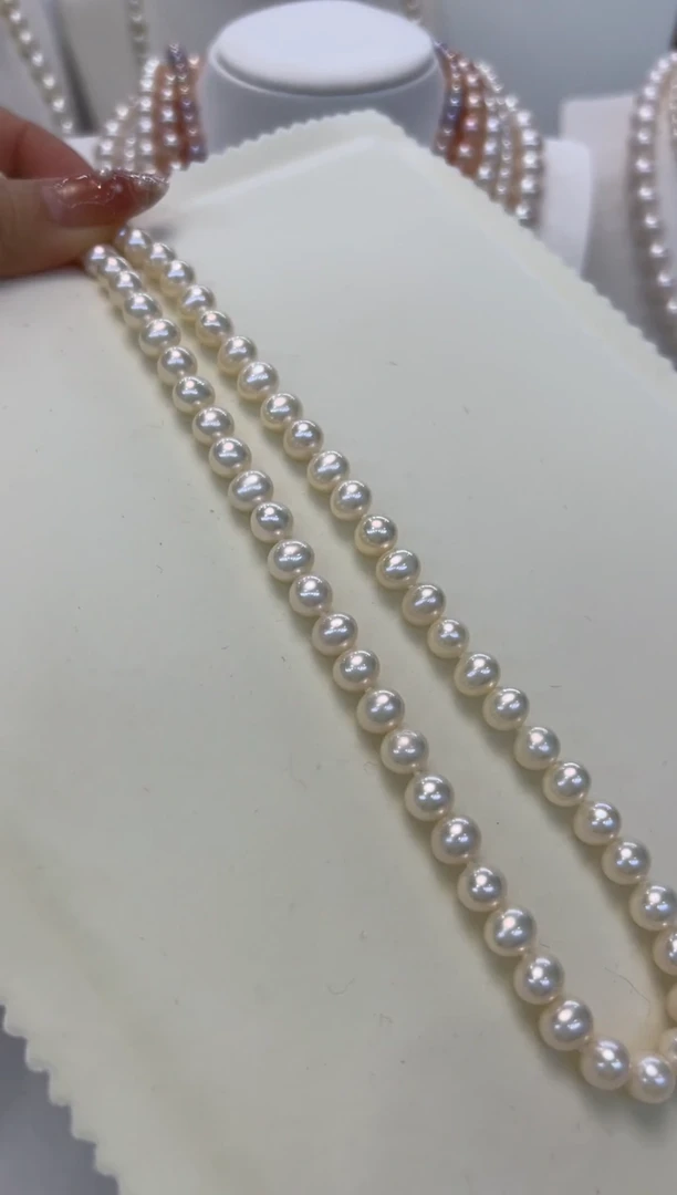 【闪购商品】淡水珍珠颈饰银S925镶嵌7-8mm