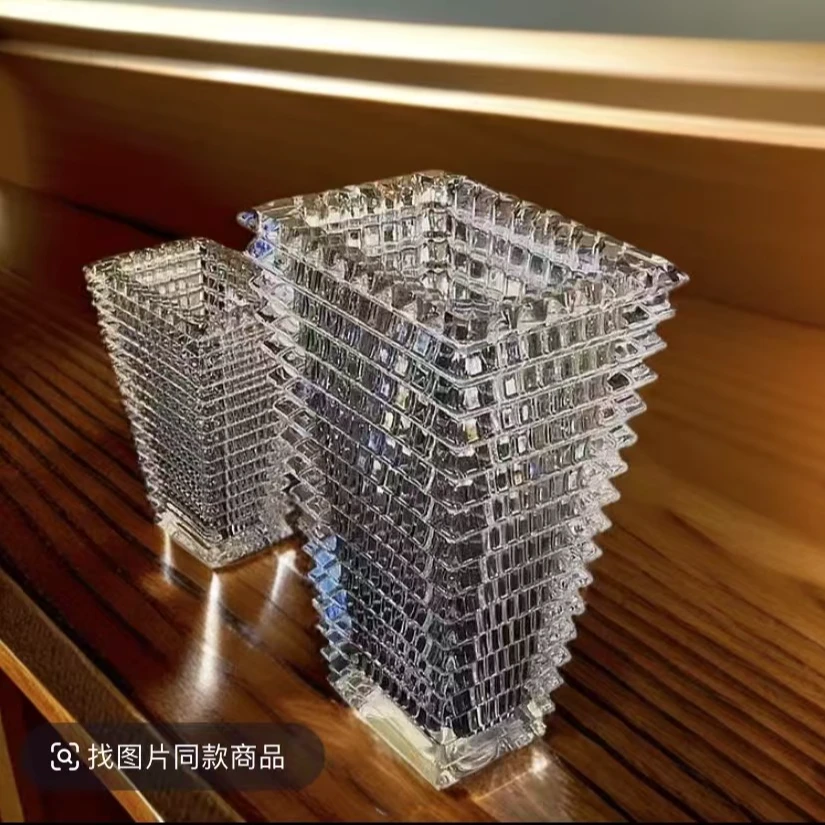 北欧ins风奢璀璨水晶玻璃花瓶高级感餐桌摆件酒店装饰客厅鲜花