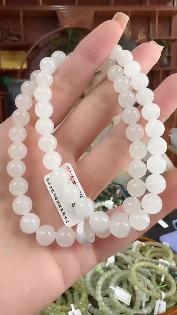 和田玉未镶嵌项链lk15 羊脂白玉项链 卡8mm