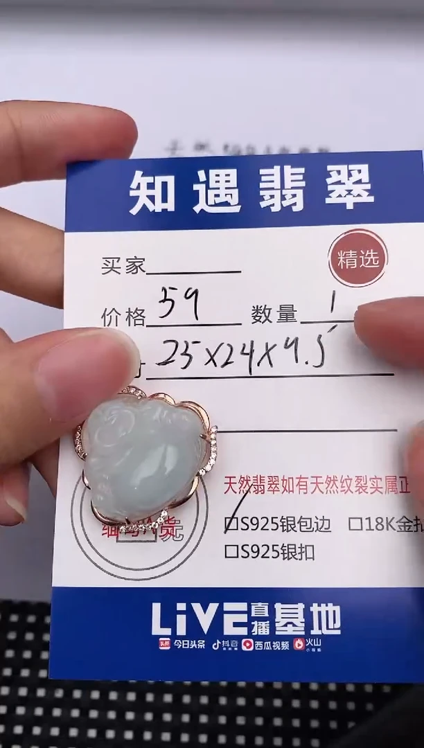 翡翠银S925镶嵌颈饰挂件