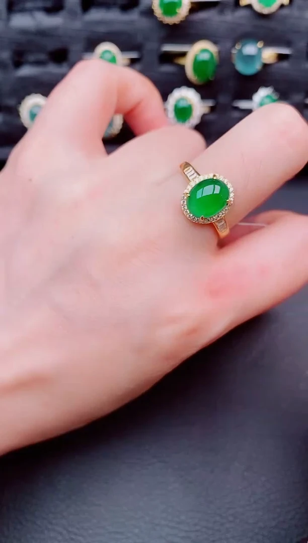 翡翠戒指银S925镶嵌天然a货翡翠265