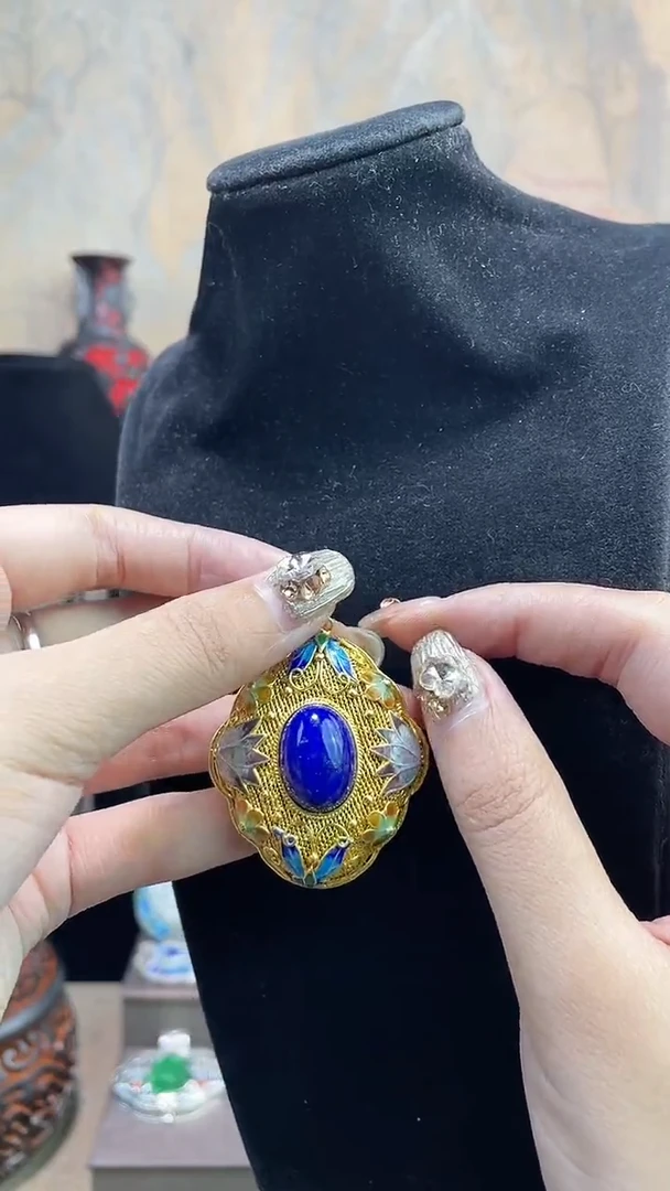 风*非遗手工花丝镶嵌吊坠