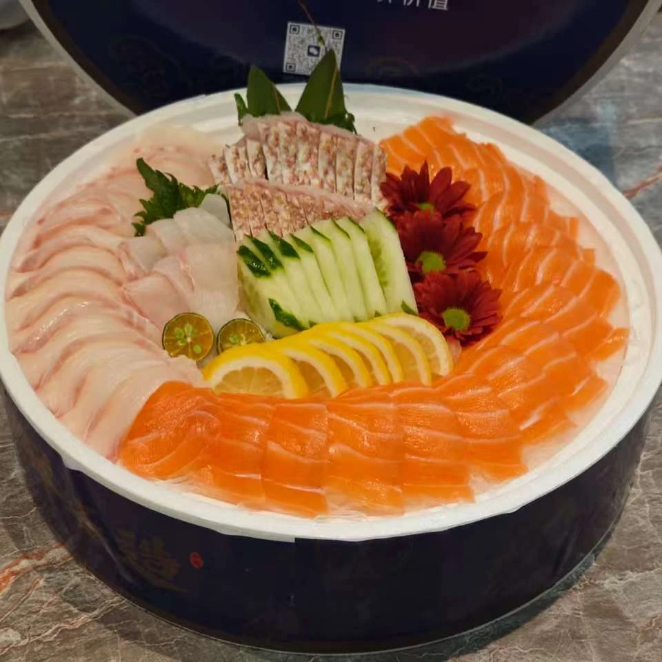 海钓红鸡鱼半条拼三文鱼120g2-3人套餐