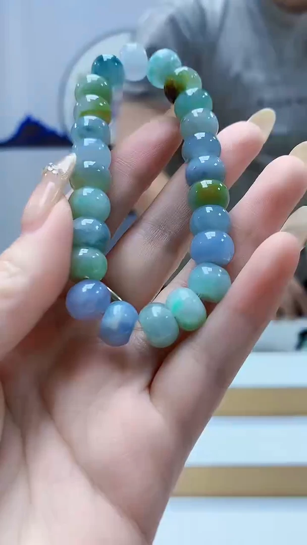 未镶嵌定制翡翠4917DD-毛货手串100