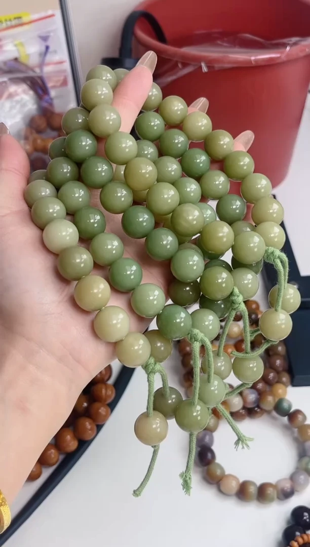 手串菩提根/象牙果阳光玫瑰玉化圆珠14.5mm手持随机