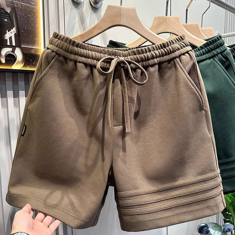 三条杠设计高端重磅运动休闲短裤男士裤子夏季宽松五分裤美式卫裤