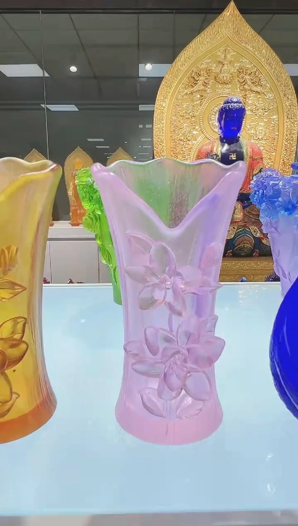 手工艺品琉璃古法琉璃栀子花花瓶