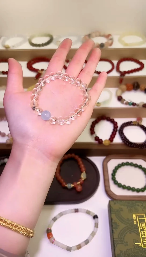 【闪购商品】石英质玉手串未镶嵌海蓝宝设计手串