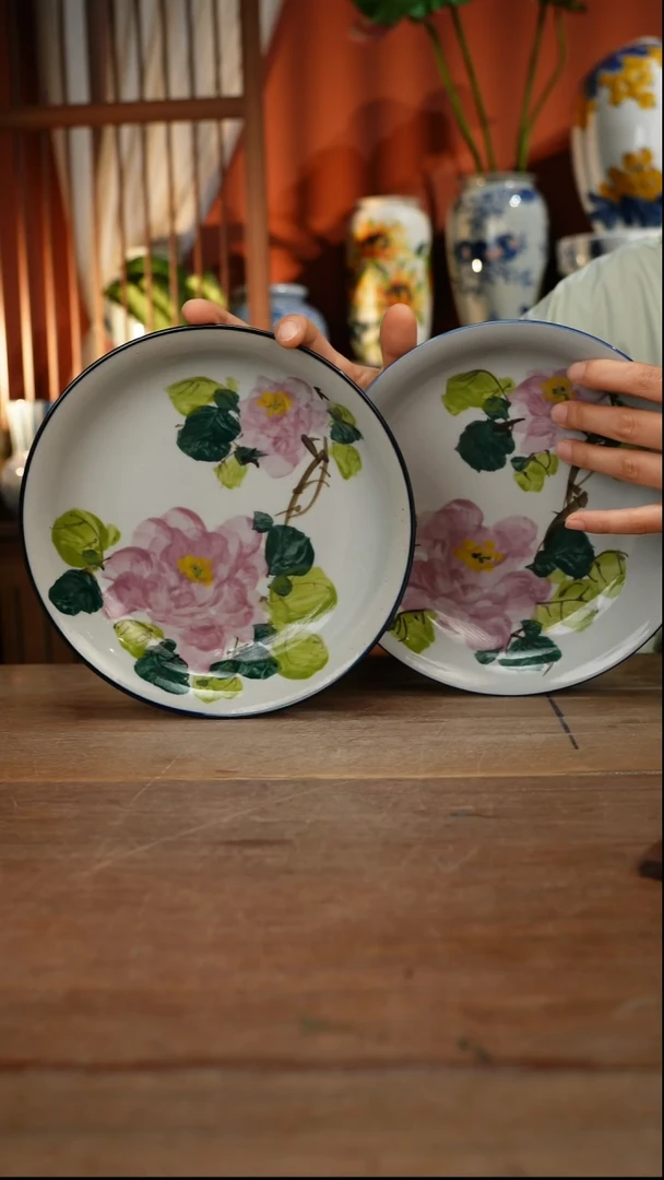 瓷片【简家甄选】景德镇设计师釉下手绘陶瓷餐具