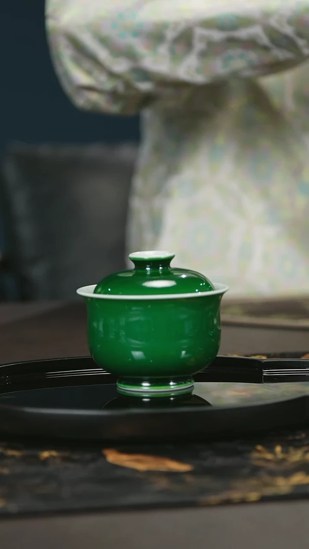 【闪购商品】瓷唐里郎窑绿布袋盖碗