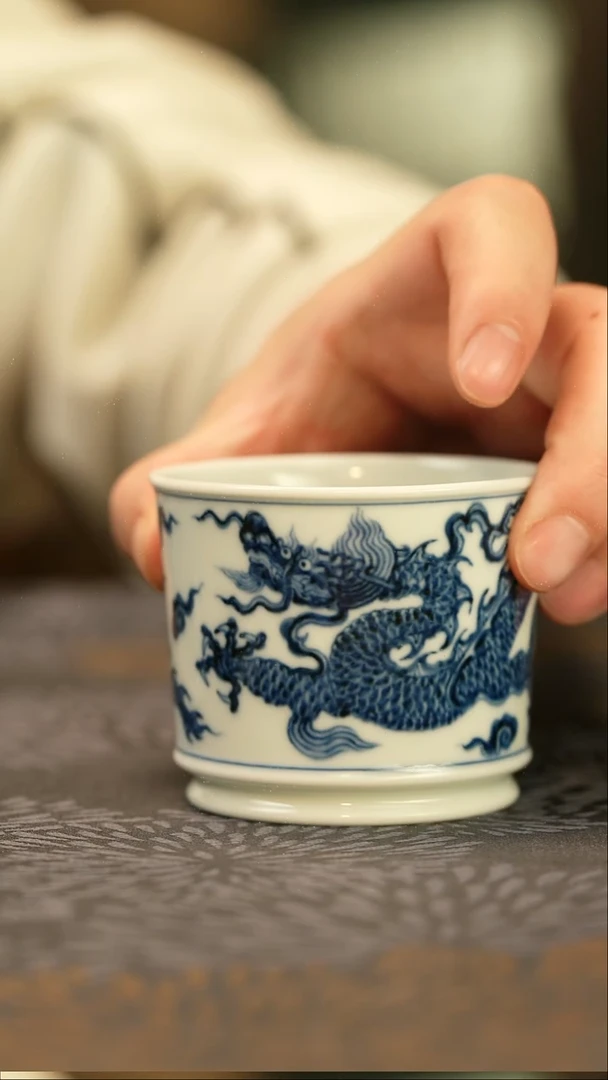 中式垂虹慕古铠甲龙纹容天杯