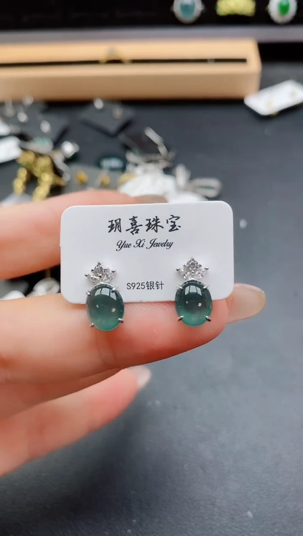 银S925镶嵌戒指翡翠1