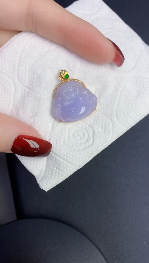 颈饰18K金镶嵌翡翠缅甸天然翡翠a货