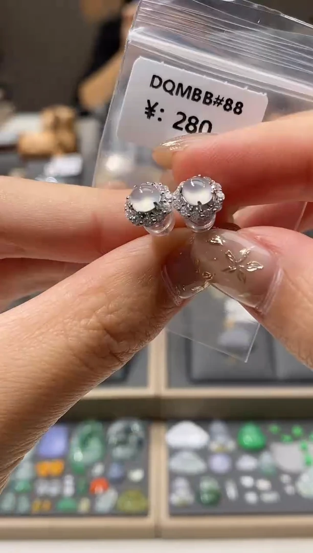 银S925镶嵌翡翠耳饰耳饰