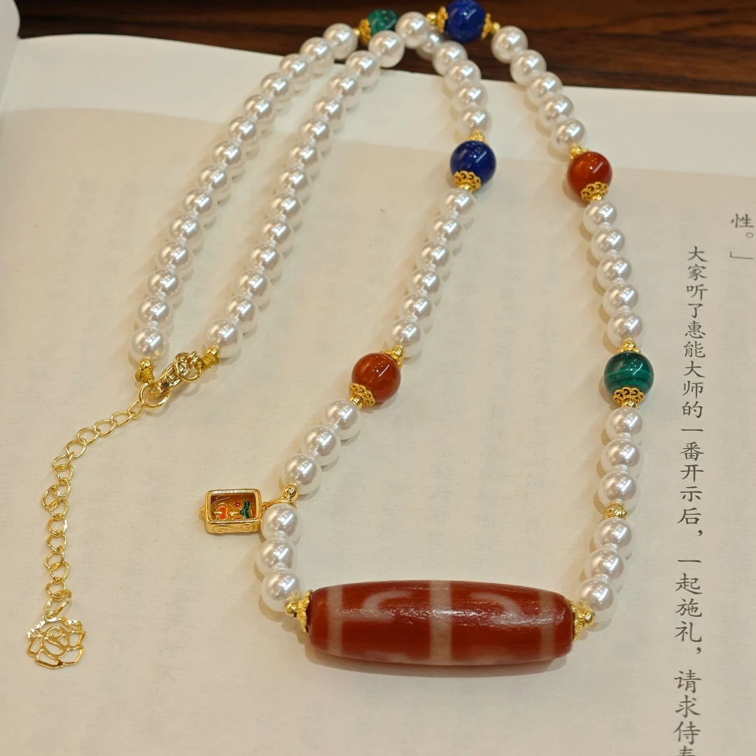 红肉无界莲师天珠项链设计款/多样性发其一  TZSJE9275