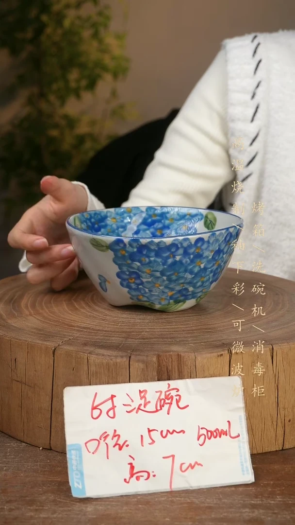 碗瓷景德镇手工手绘高温瓷釉下彩