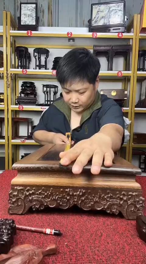 木鸡翅木水浪款长方底座50*25*10CM
