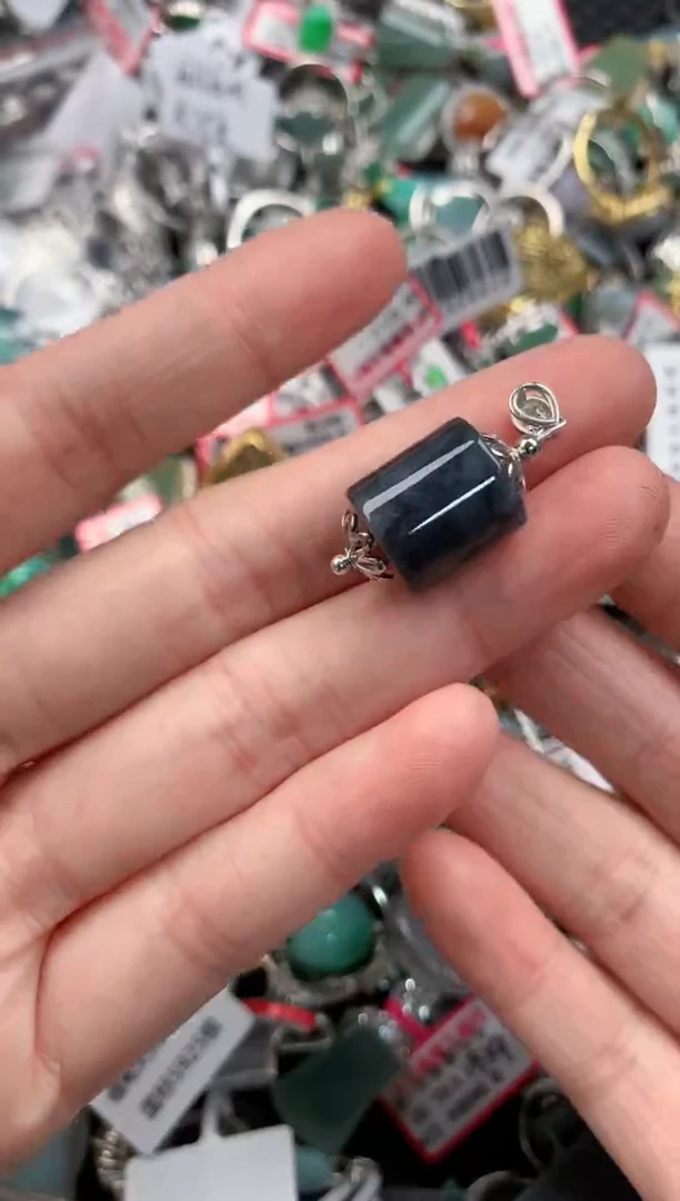 银S925镶嵌戒指翡翠555---1