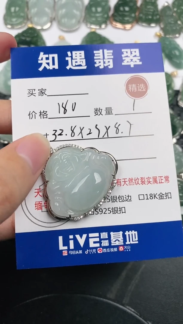 颈饰银S925镶嵌翡翠挂件