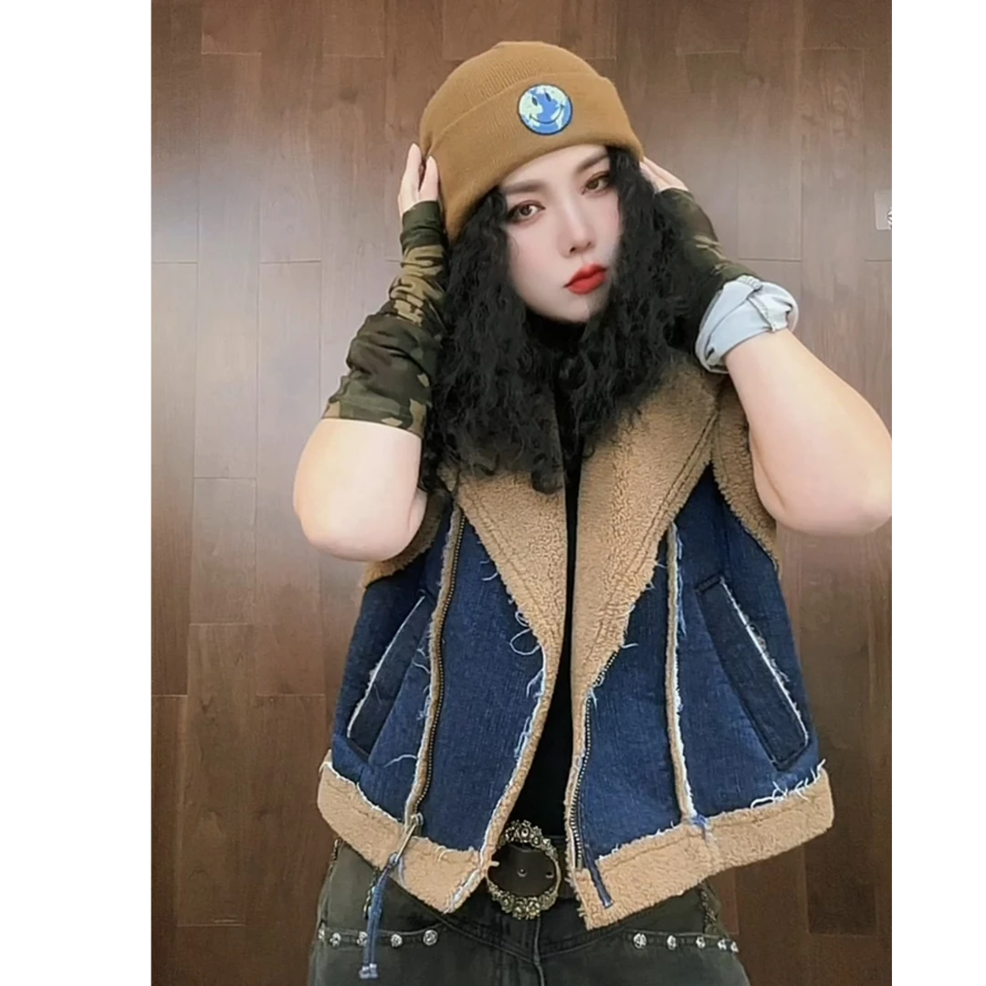 原创设计师款牛仔棉服马甲