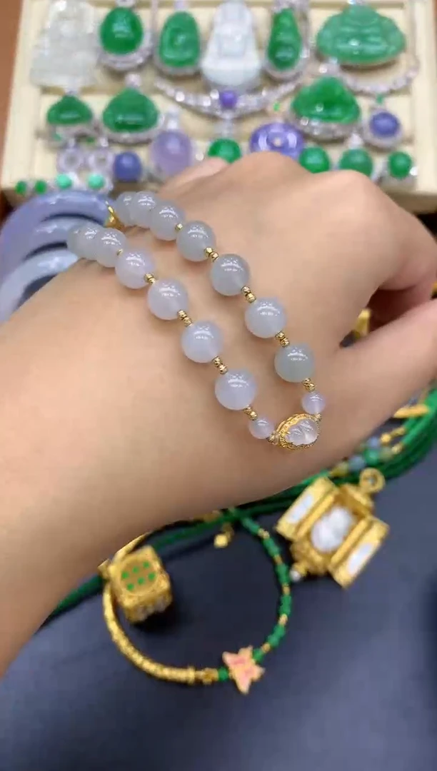 18K金镶嵌手链翡翠93-中国好珍宝