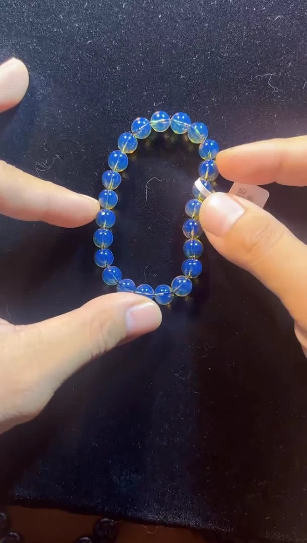 未镶嵌蓝珀珠宝奇石8MM赛多米蓝珀手串