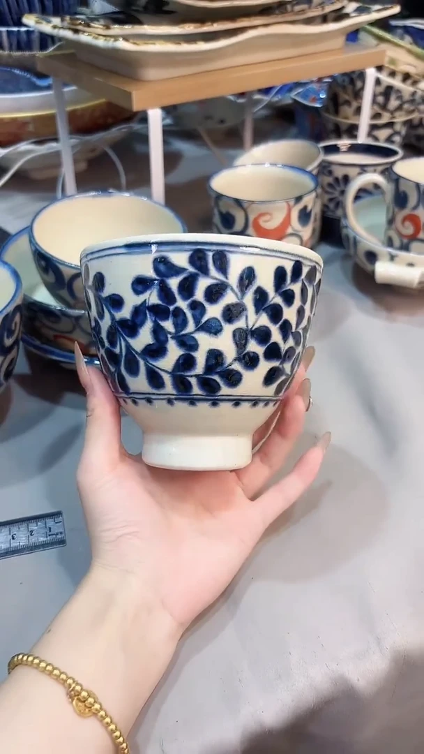 陶瓷唐草高脚碗12cm