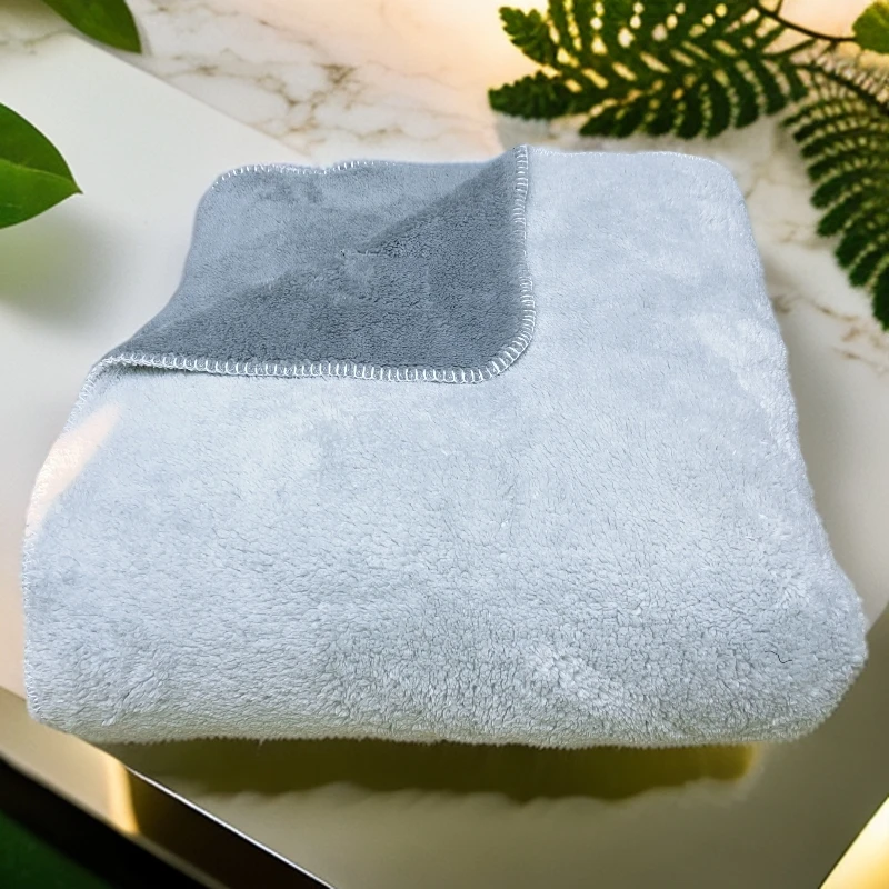 【灰色双层复合毯】200*230cm 纯色双色毯子冬季加厚毯双层一体绒毯