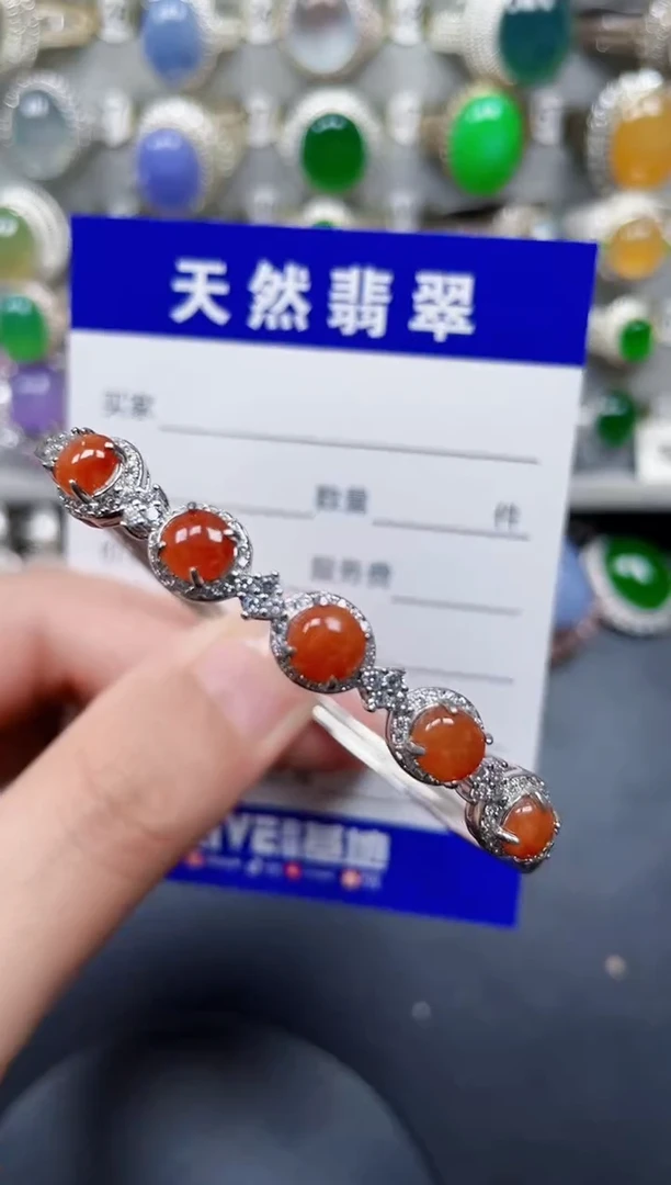 银S925镶嵌手镯翡翠377