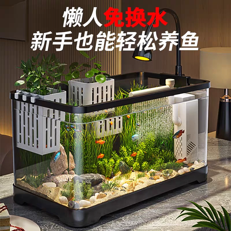 桌面鱼缸过滤制氧一体机中小型客厅2025新款造景生态缸家用金鱼缸