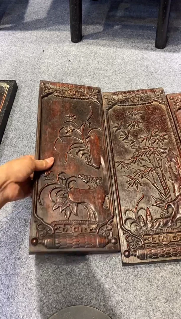 香榧木紫檀拆件雕刻板以直播间实物为准微瑕老物件