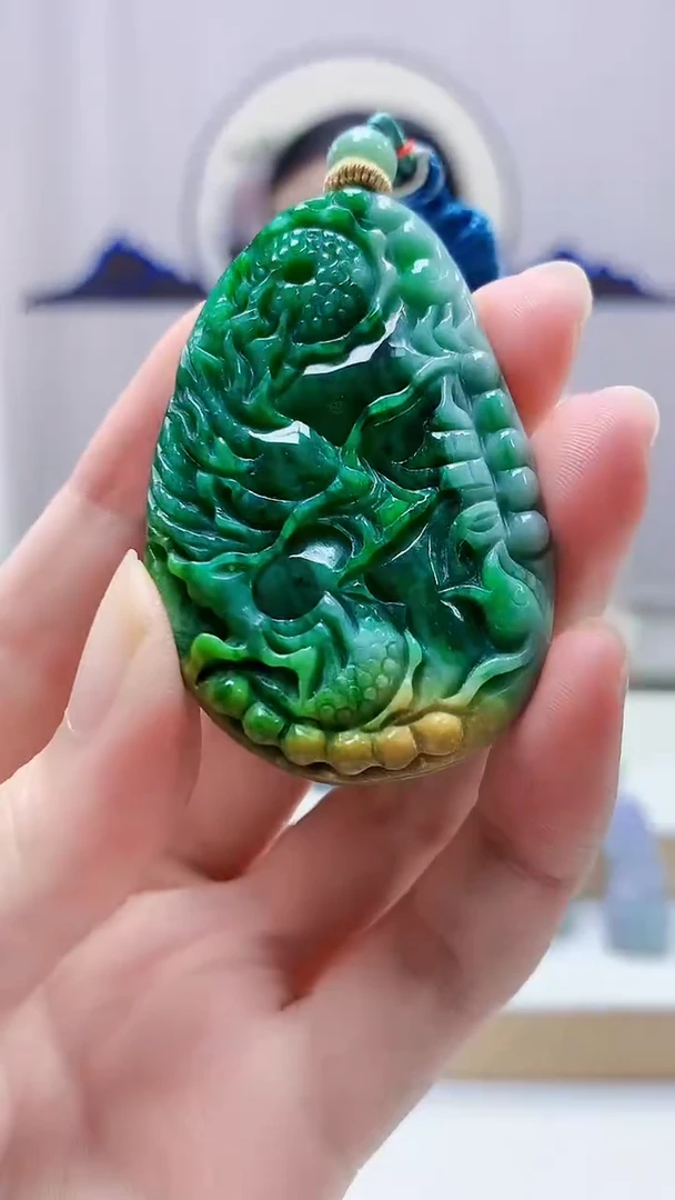 未镶嵌定制翡翠4852zm-毛货挂件16龙牌