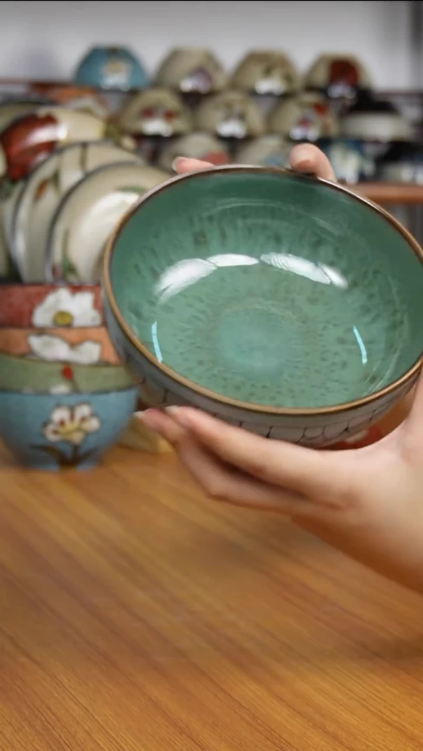 瓷片高温瓷釉下彩瓷器两只