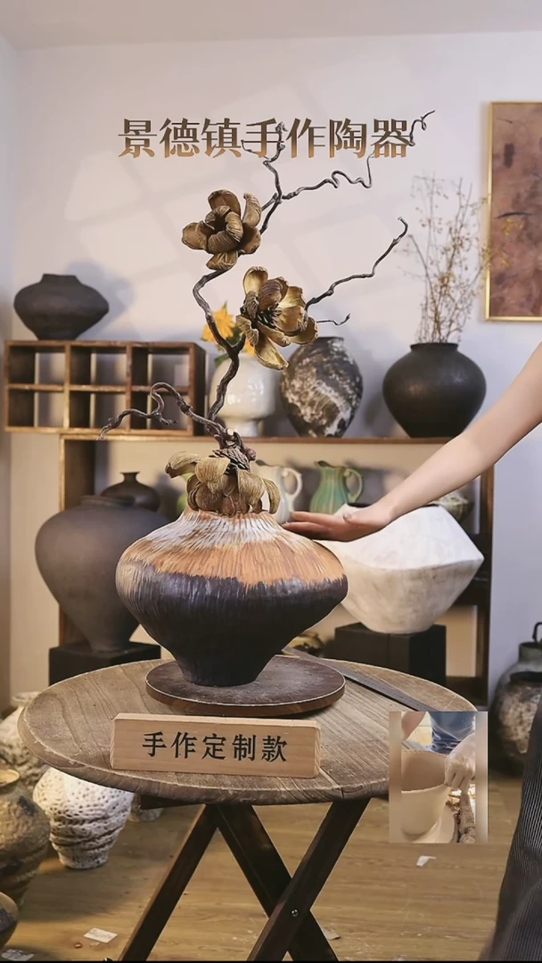 摆件景德镇手工陶器口径10高度28