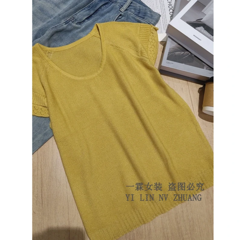 一霖女装2025新款短袖上衣简约韩版时尚百搭休闲显瘦针织衫MT8657