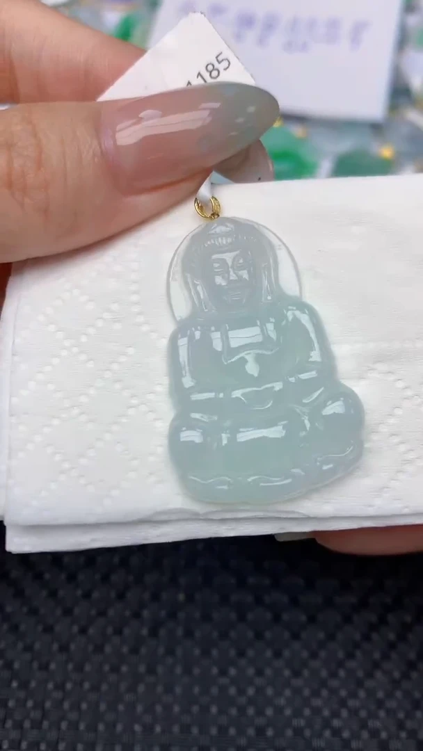 翡翠18K金镶嵌颈饰天然翡翠a货