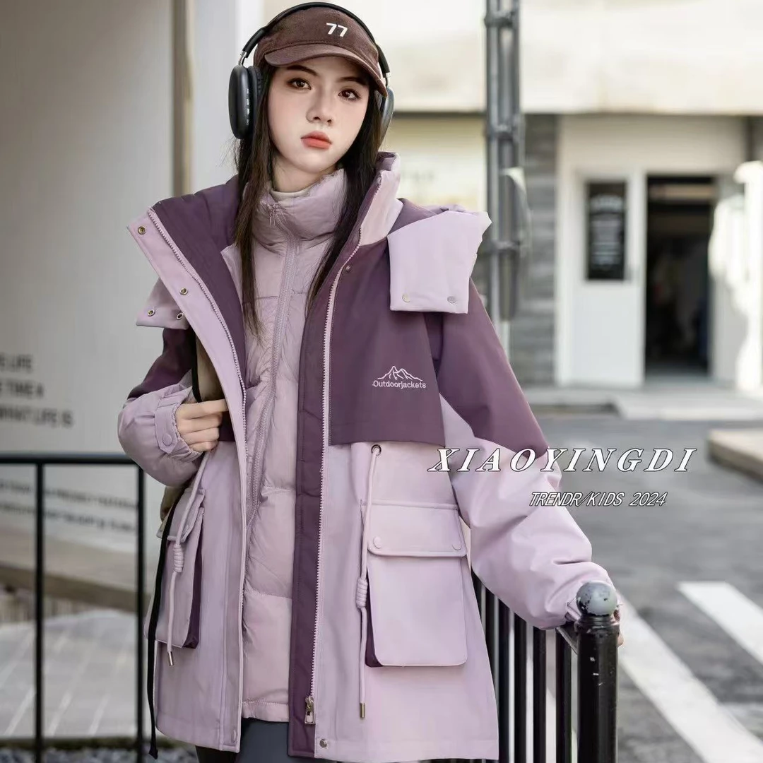 反季新款女大童三合一非国标羽绒冲锋衣小赢迪24-08