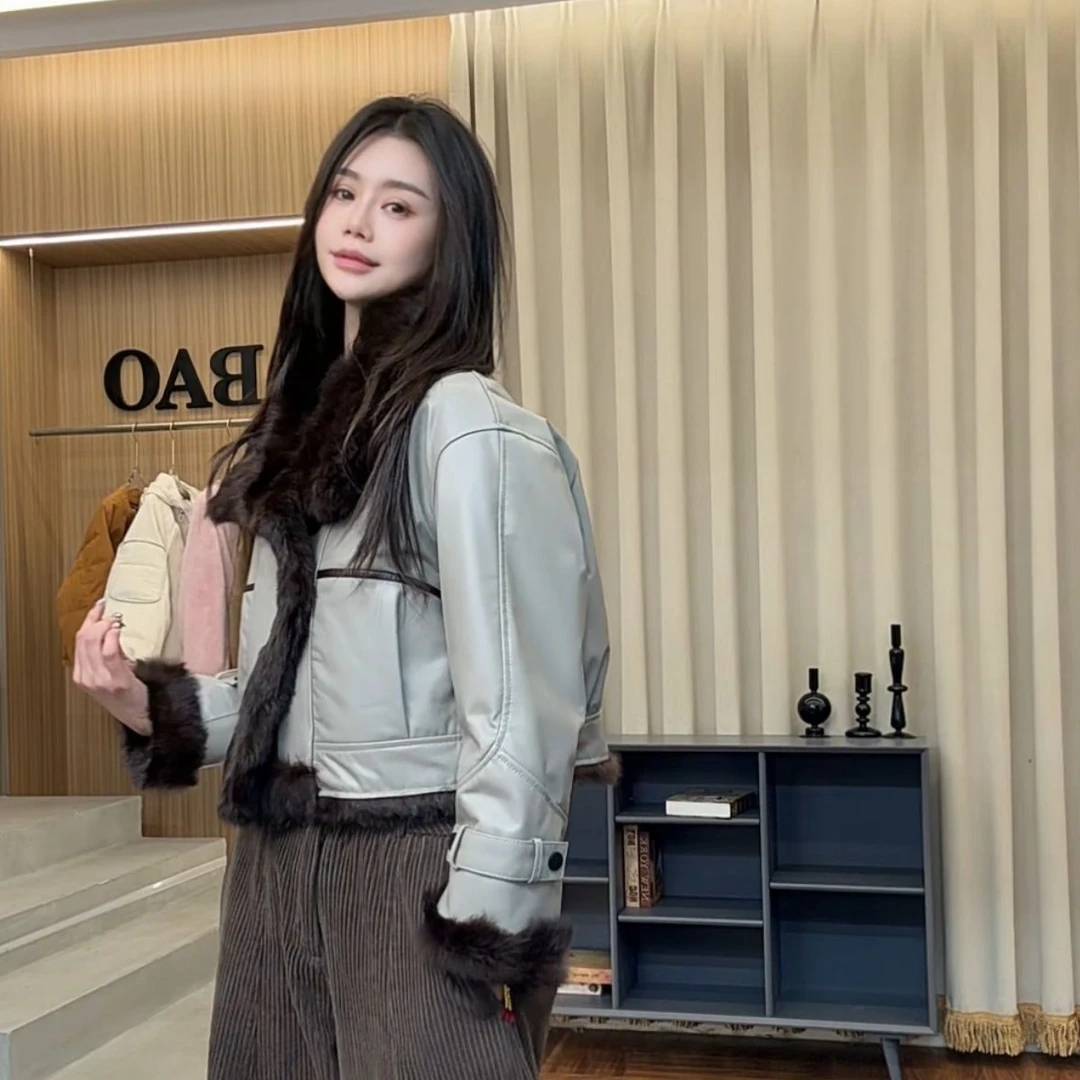 PINSHANGXIBAO/品尚喜宝女秋冬显瘦双面穿百搭皮衣外套 NN251065