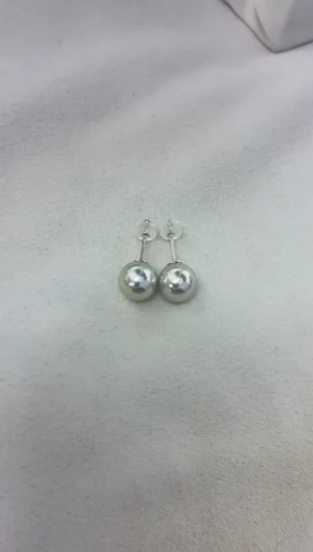 18K金镶嵌耳饰海水珍珠真多麻级大证9-9.5素钉