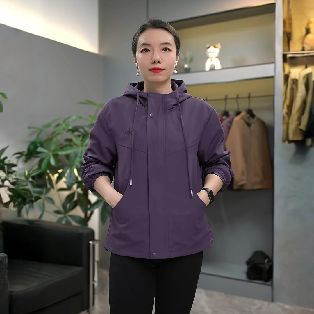 宽松型女士女常规款短款户外中长款短外套中老年女装连帽上衣