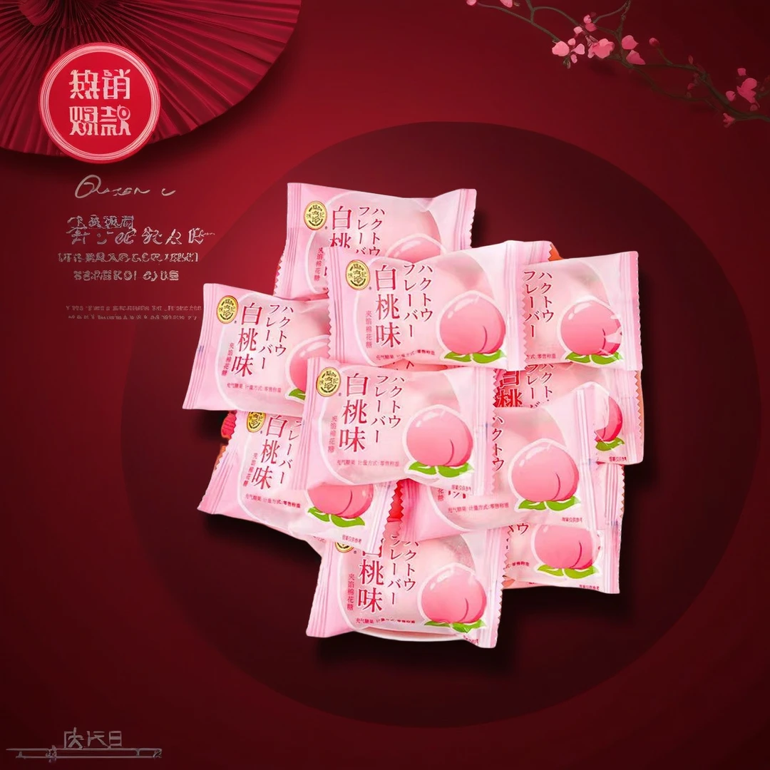 徐福记白桃味夹心棉花糖散装结婚乔迁宝宝宴喜糖软糖批发夹馅零食