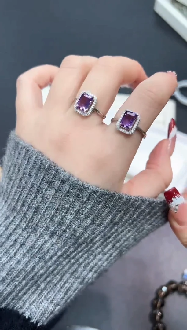 【闪购商品】紫晶戒指银S925镶嵌42r多样性发其一/1个