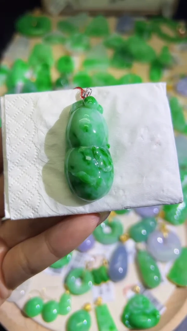 【闪购商品】翡翠颈饰18K金镶嵌Q缅料A货翡翠/支持复检/一件