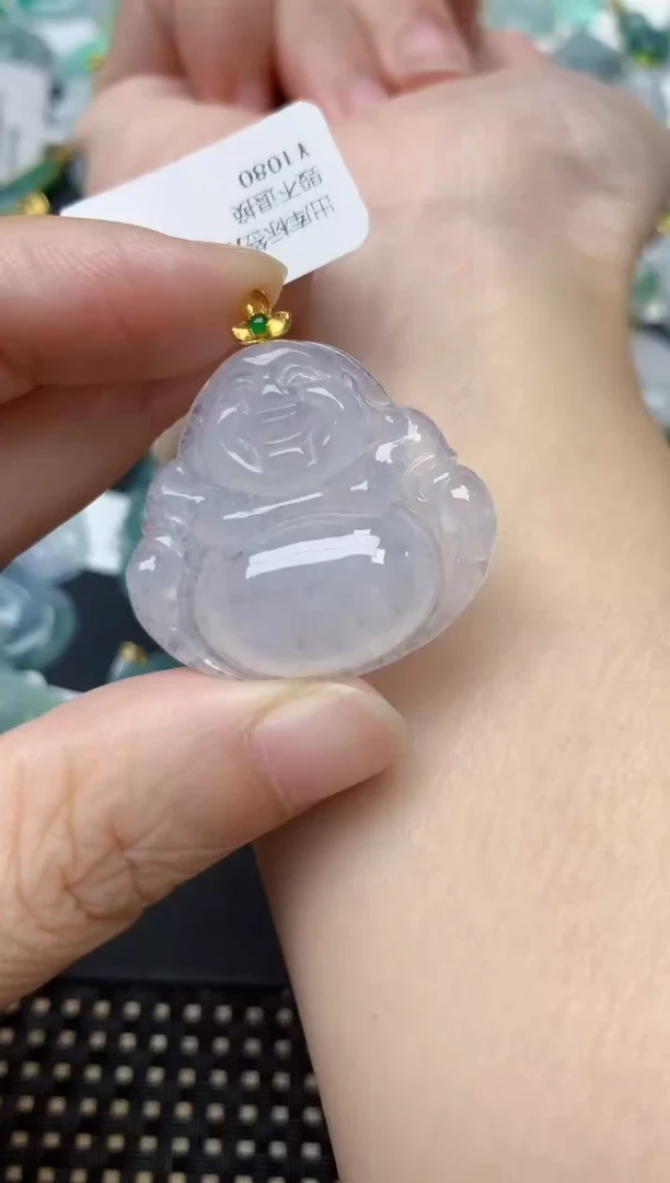 颈饰18K金镶嵌翡翠天然缅甸A货翡翠
